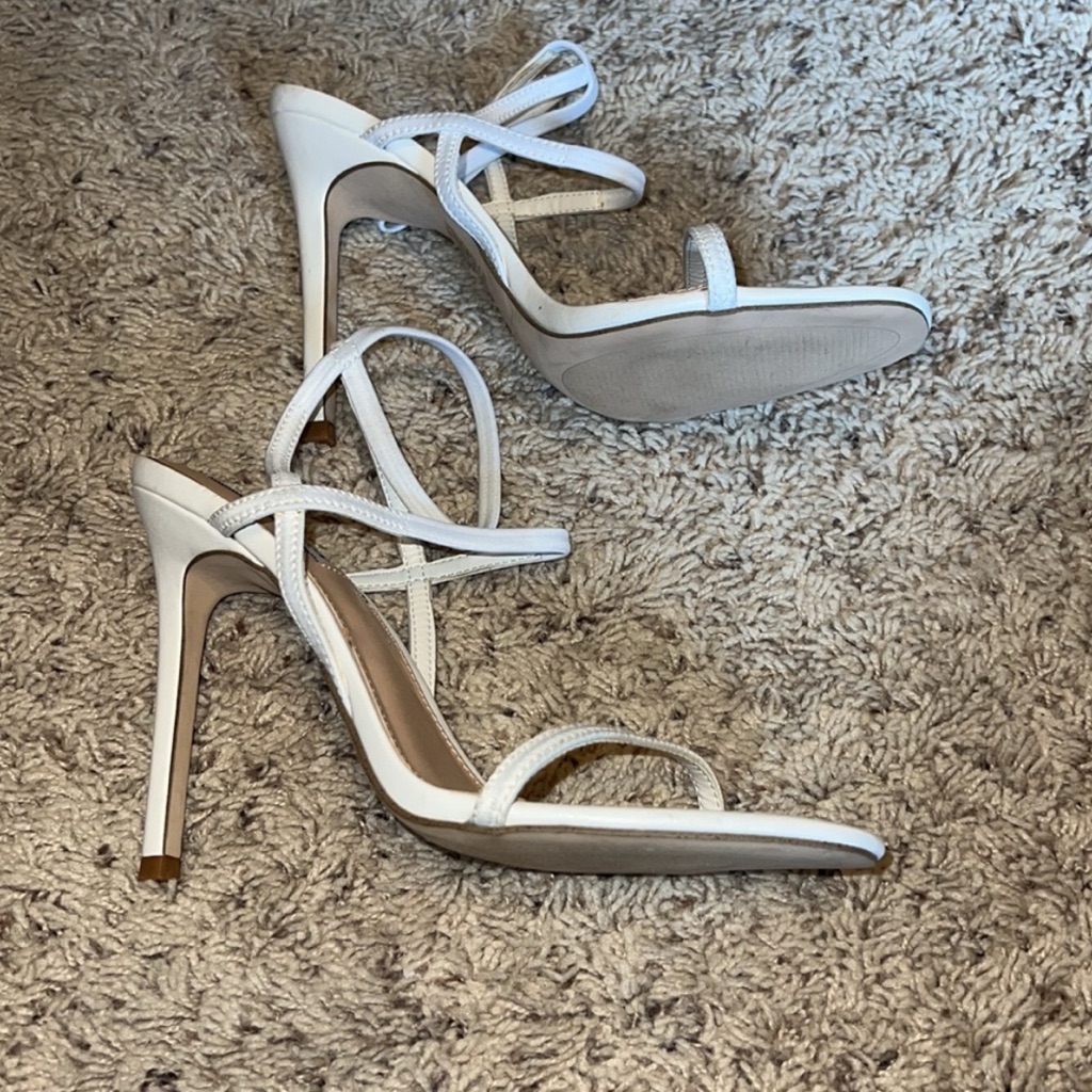 White High Heeled Strappy Sandals